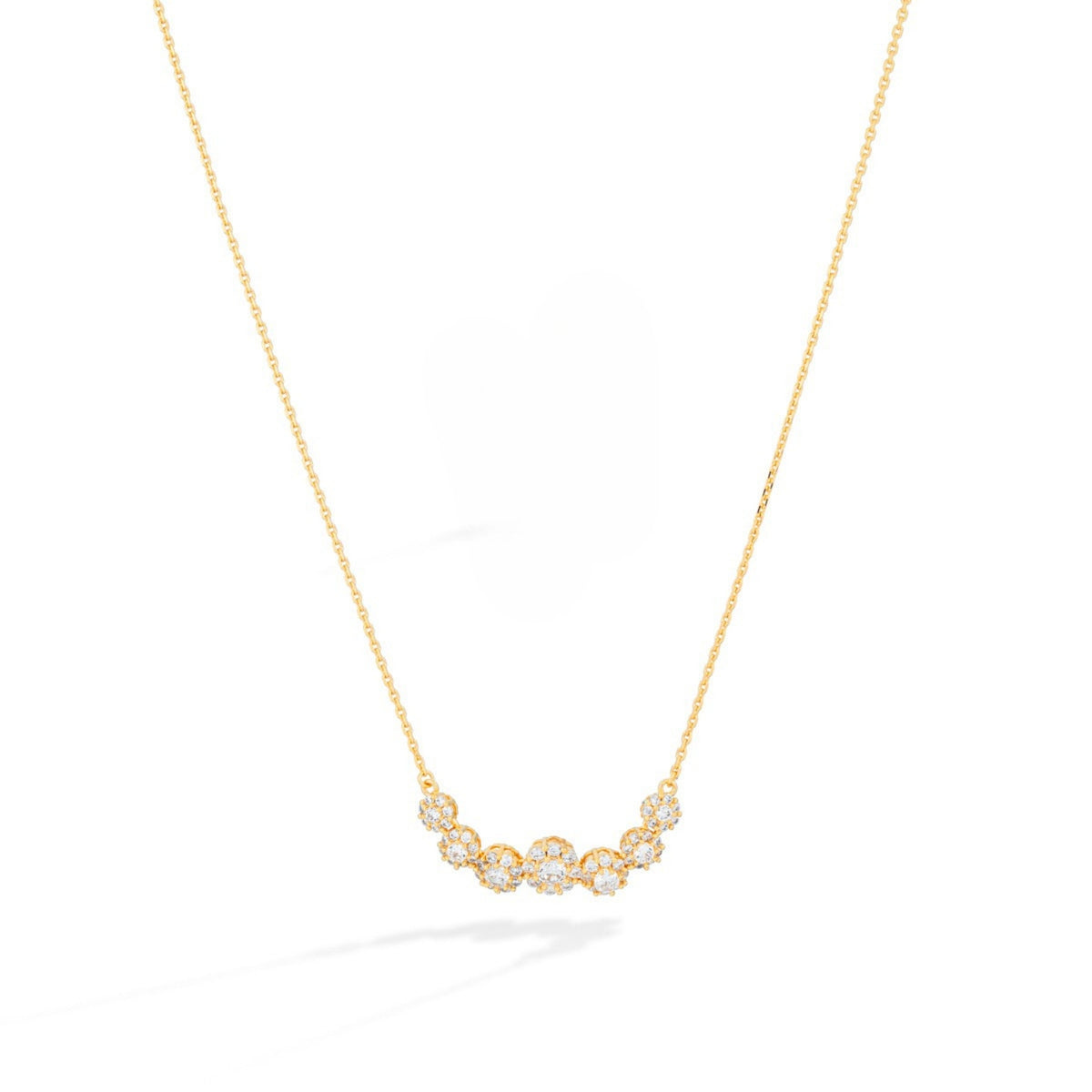 Gold Floral Necklace with Cubic Zirconia