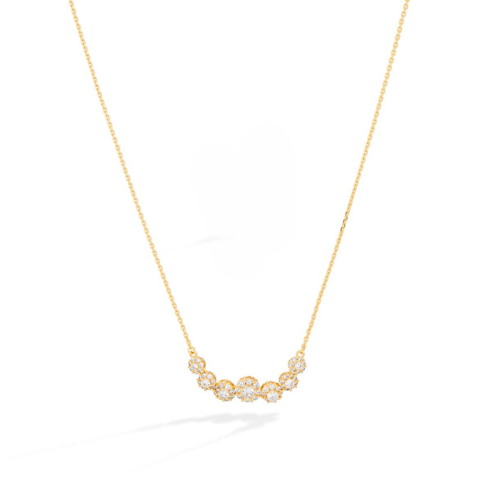 Gold Floral Necklace with Cubic Zirconia