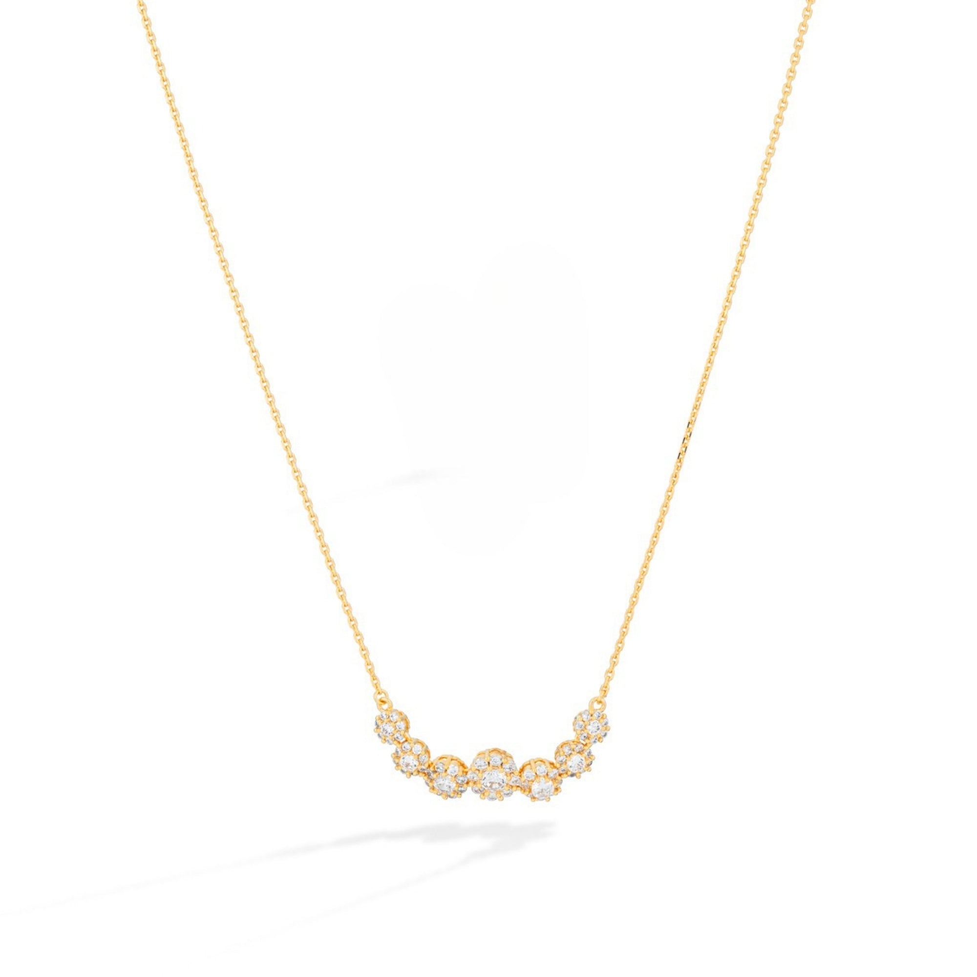 Gold Floral Necklace with Cubic Zirconia