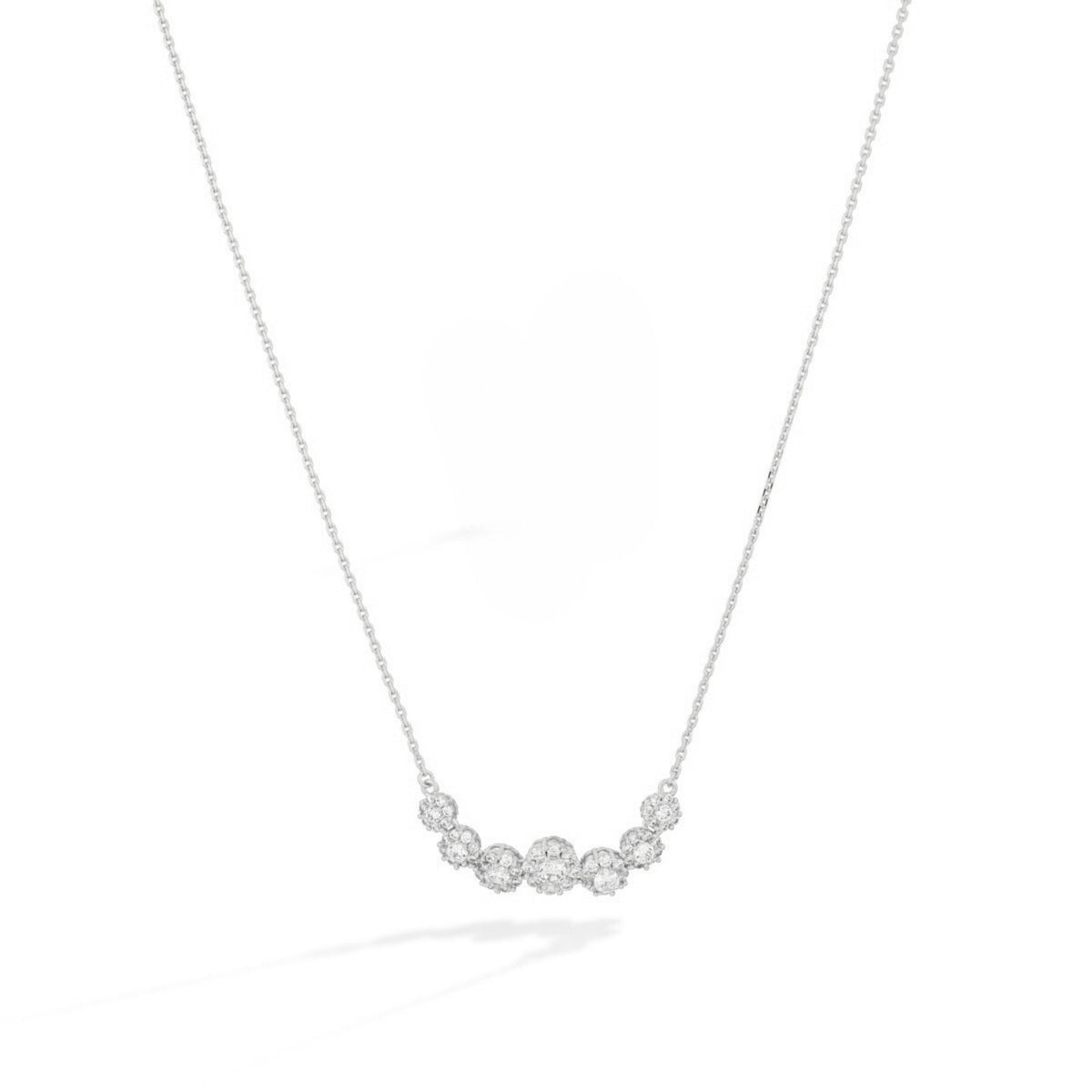 Silver Floral Necklace with Cubic Zirconia