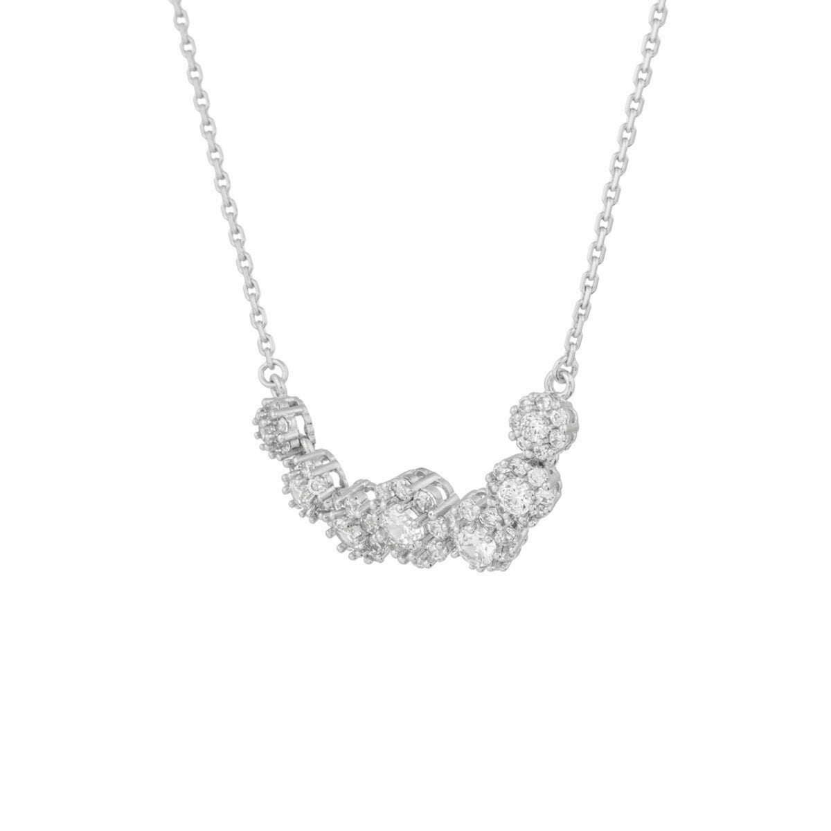 Silver Floral Necklace with Cubic Zirconia
