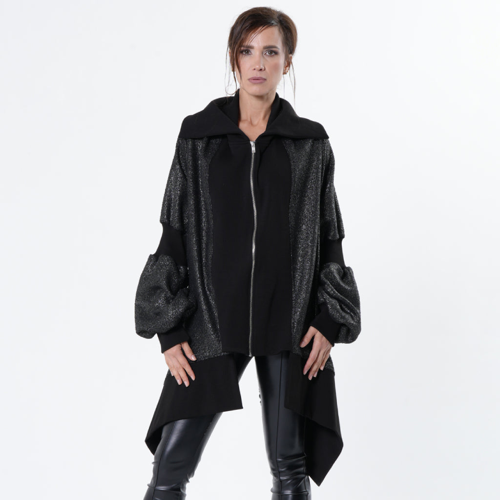 Extravagant Asymmetrical Metallic Cardigan