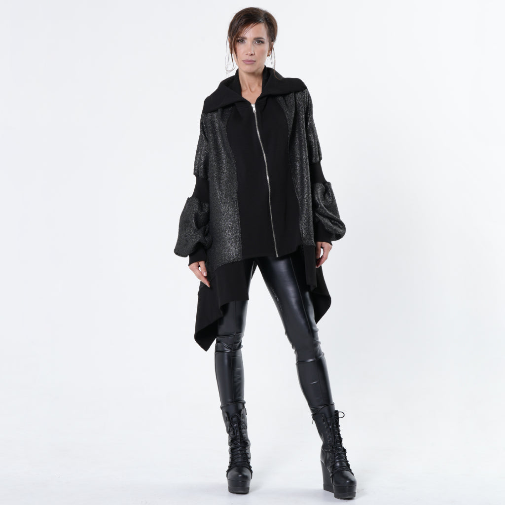 Extravagant Asymmetrical Metallic Cardigan