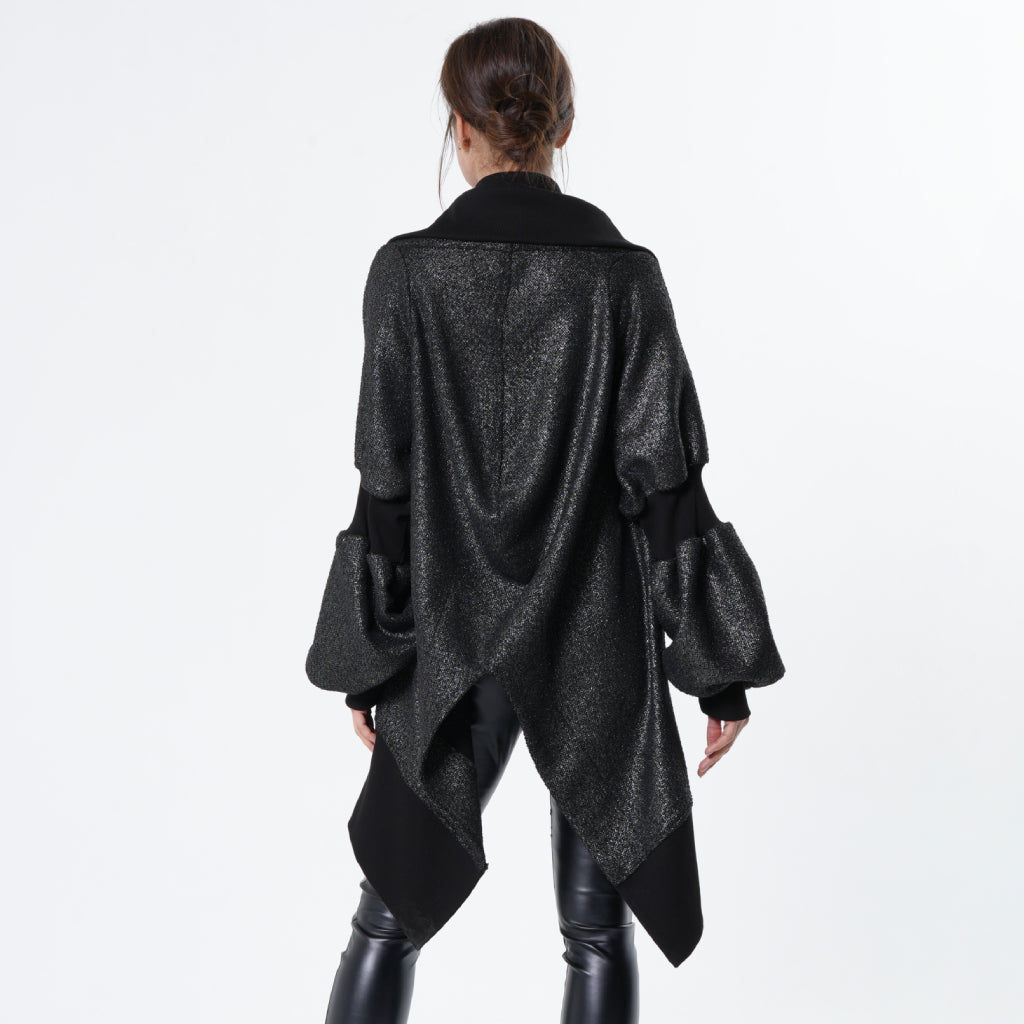 Extravagant Asymmetrical Metallic Cardigan