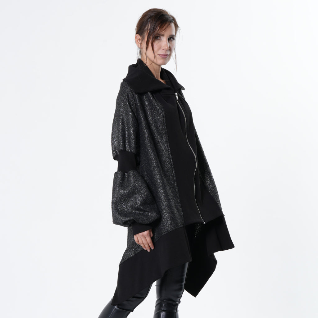 Extravagant Asymmetrical Metallic Cardigan