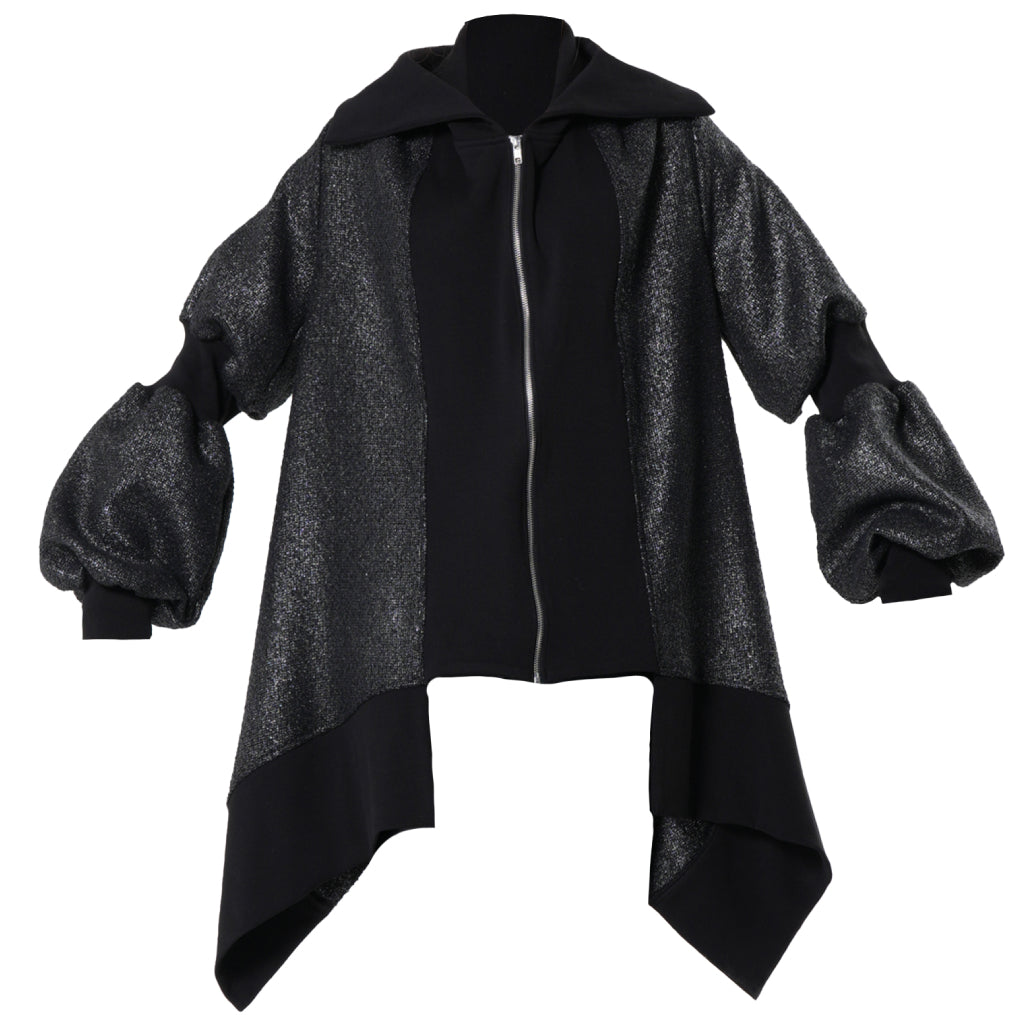 Extravagant Asymmetrical Metallic Cardigan