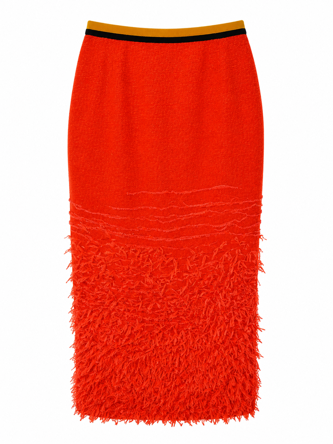NARCISS - Orange Textured Fringe Midi Pencil Skirt, buy at DOORS NYC