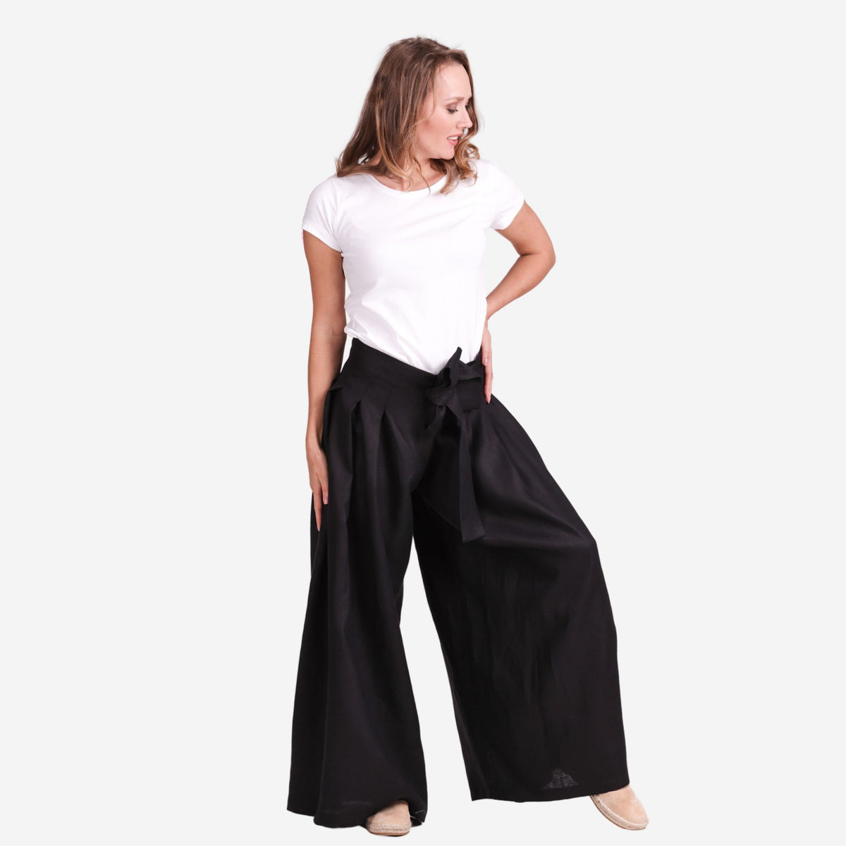 Freesia Black Linen Pants