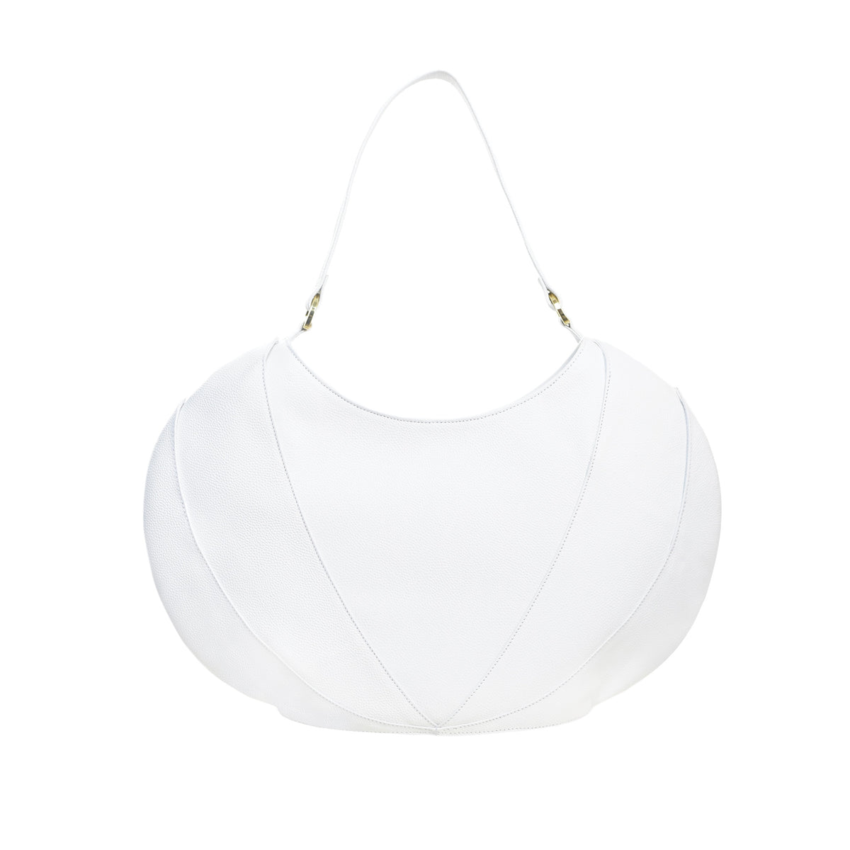 Front view, Etherea Hobo White, designed by Made in Neptune