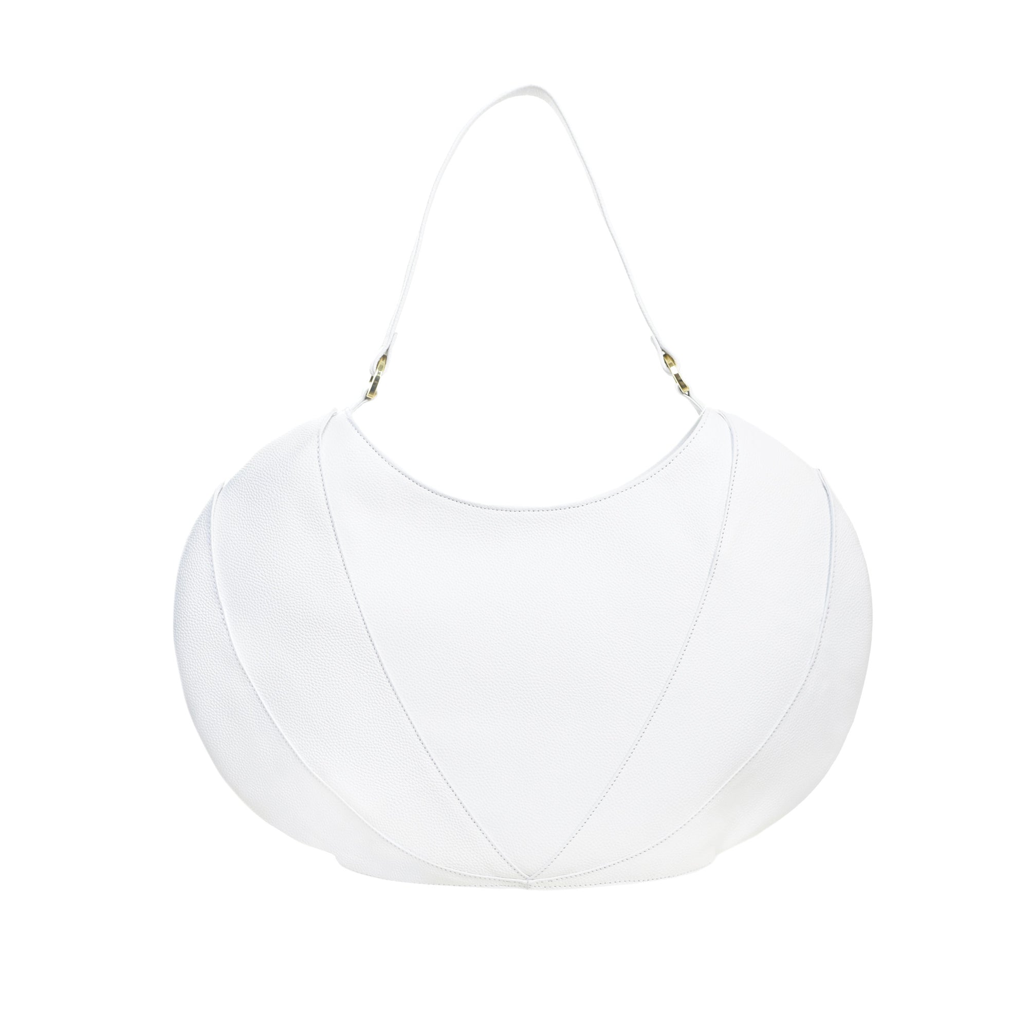 Front view, Etherea Hobo White, designed by Made in Neptune