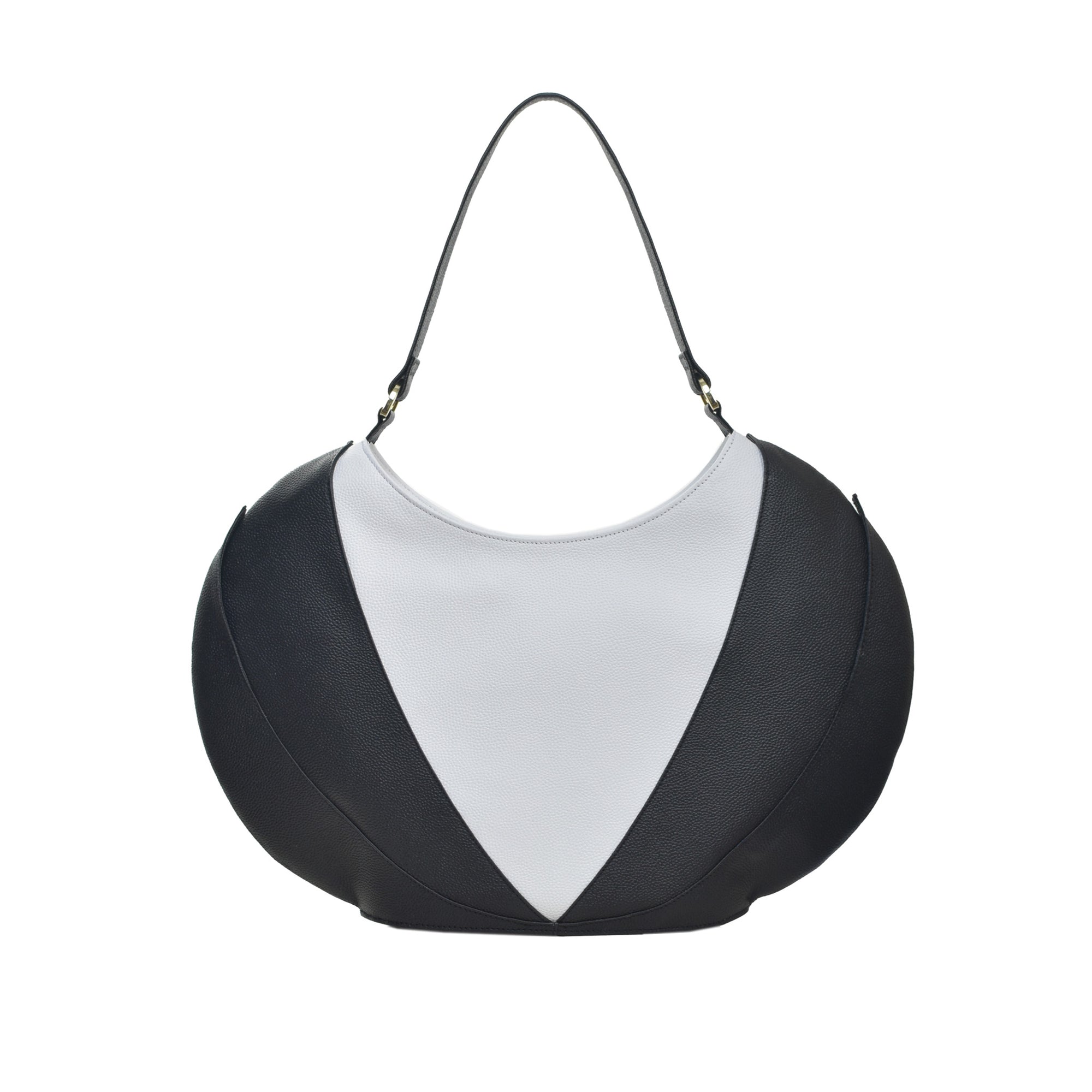 Front view, Etherea Hobo Black and White, designed by Made in Neptune