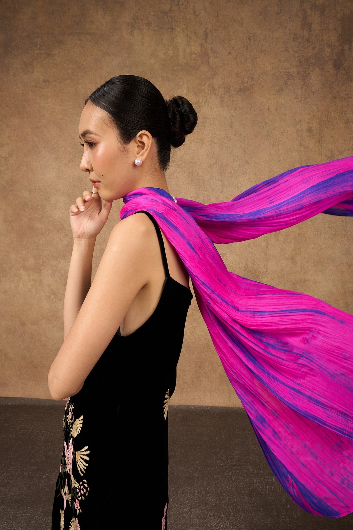 Fuchsia Purple Brushstroke Scarf