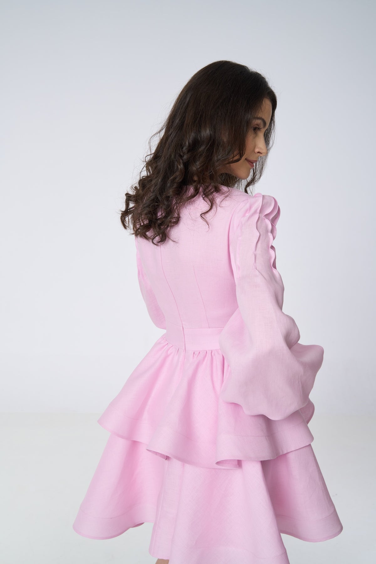 Blush Pink Linen A-Line Dress