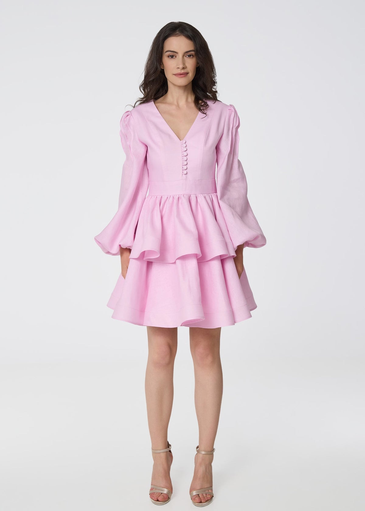 Blush Pink Linen A-Line Dress