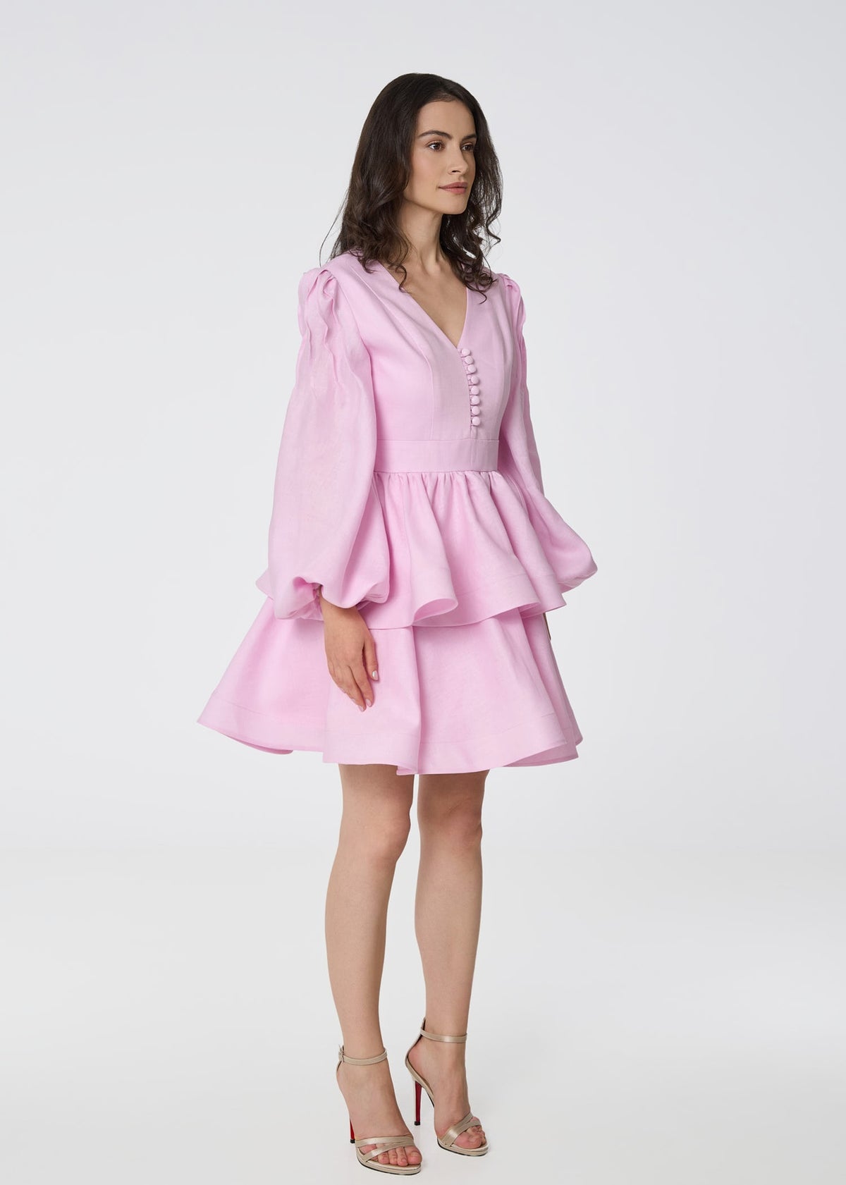 Blush Pink Linen A-Line Dress