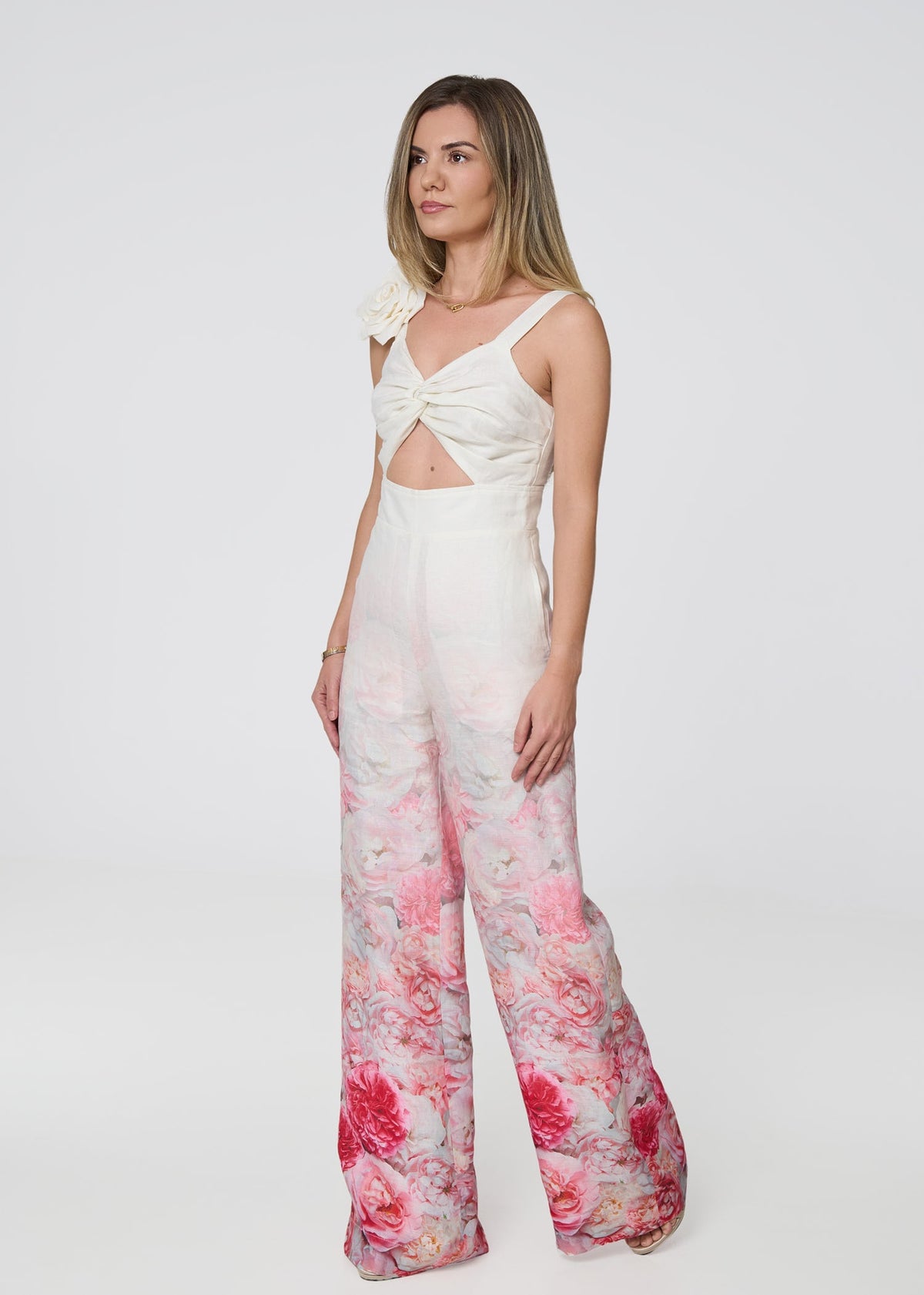 Floral Linen Wide-Leg Jumpsuit
