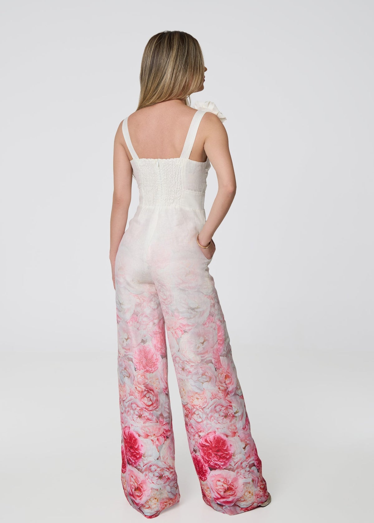 Floral Linen Wide-Leg Jumpsuit