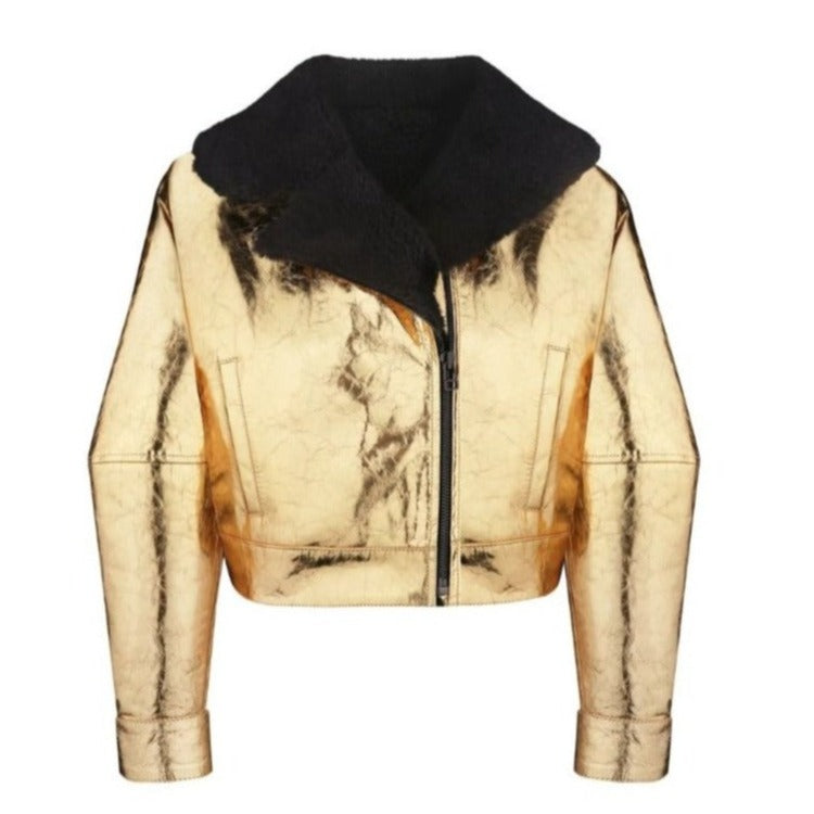 KULAKOVSKY - Gold Shearling Jacket buy at DOORS NYC