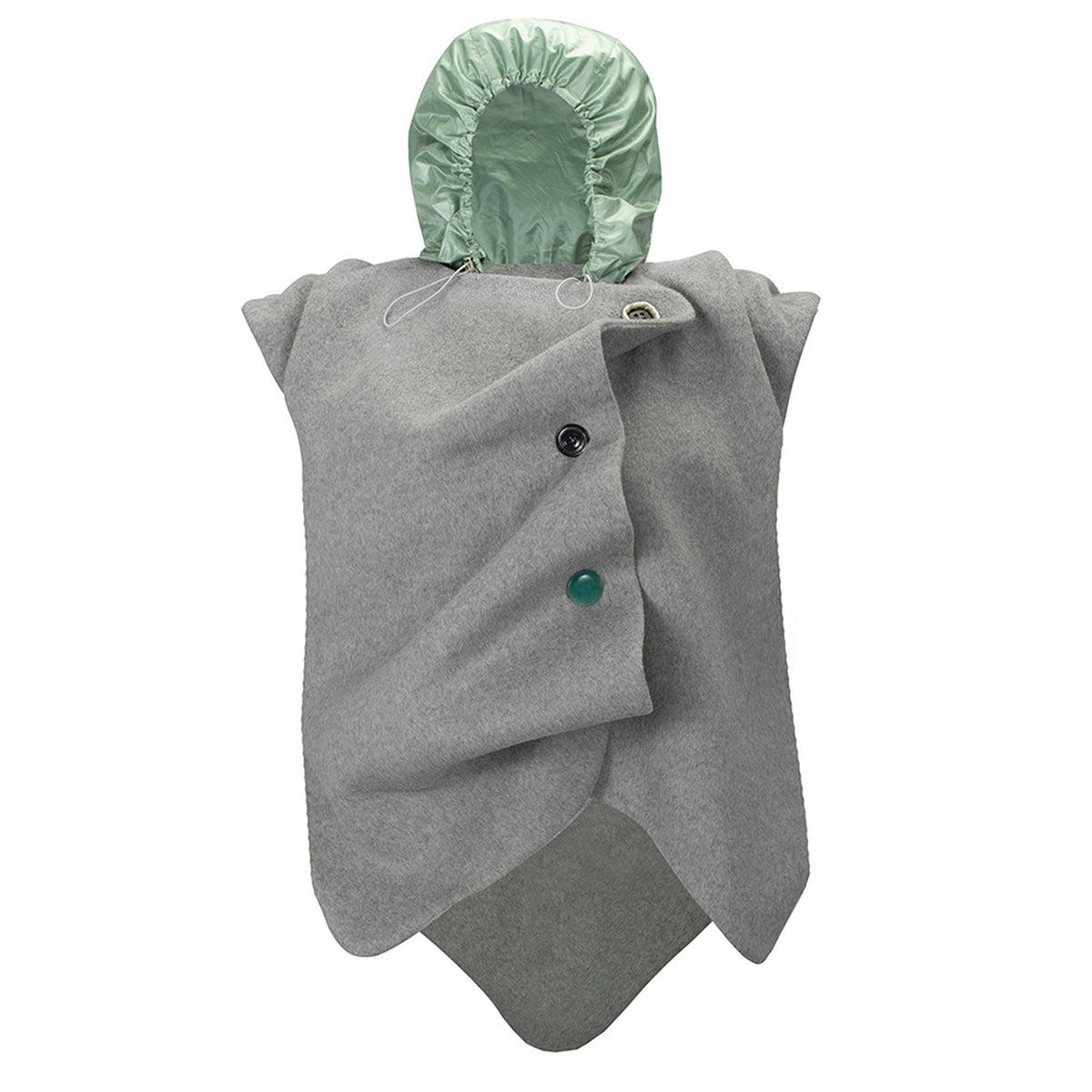 Grey wavy ruched wool-blend vest with vintage buttons by MASHAT