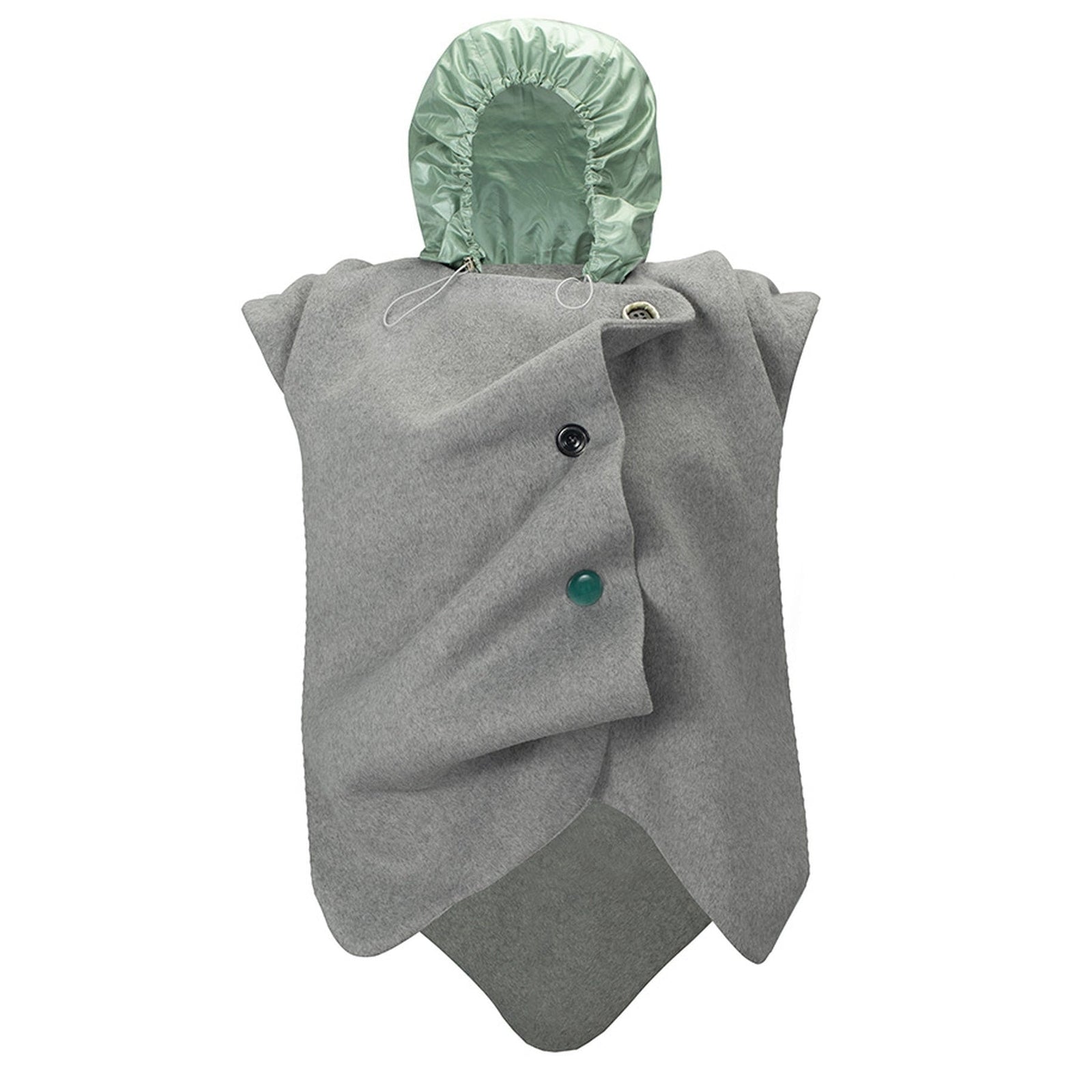 Grey wavy ruched wool-blend vest with vintage buttons by MASHAT