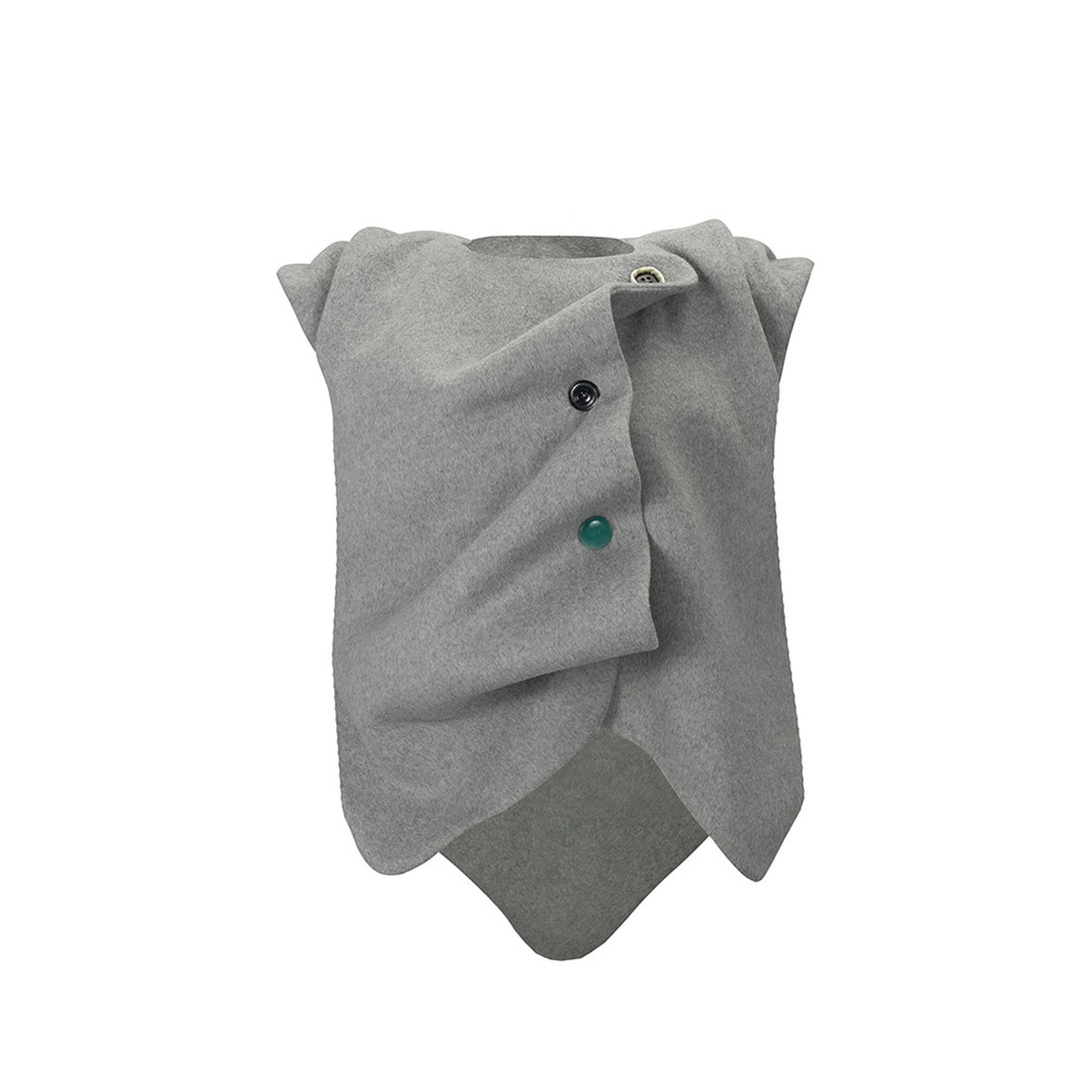 Grey wavy ruched wool-blend vest with vintage buttons by MASHAT