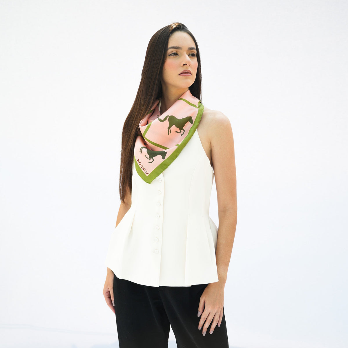 Galloping Hoofbeats Small Scarf - model 2