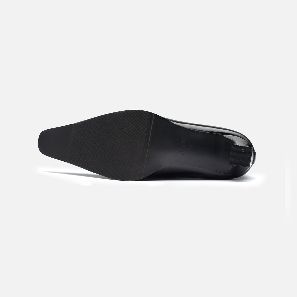 Black Lace-Up Kitten Heel 
Leather Shoes