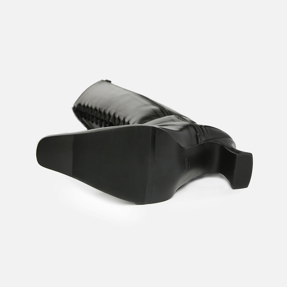 Black Lace-Up Knee-High Leather Boots