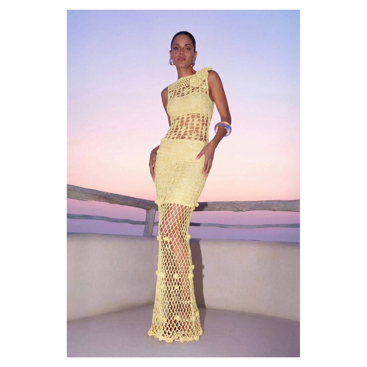 ANDREEVA - Yellow Cherry Handmade Maxi Crochet Dress