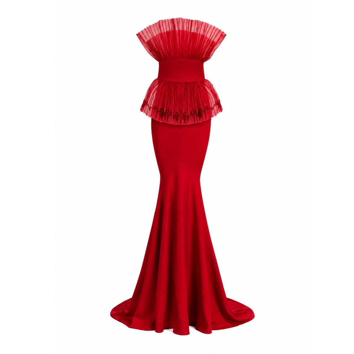 ELSA NILAJ - Floral Structured Gown | Red, buy at DOORS NYC