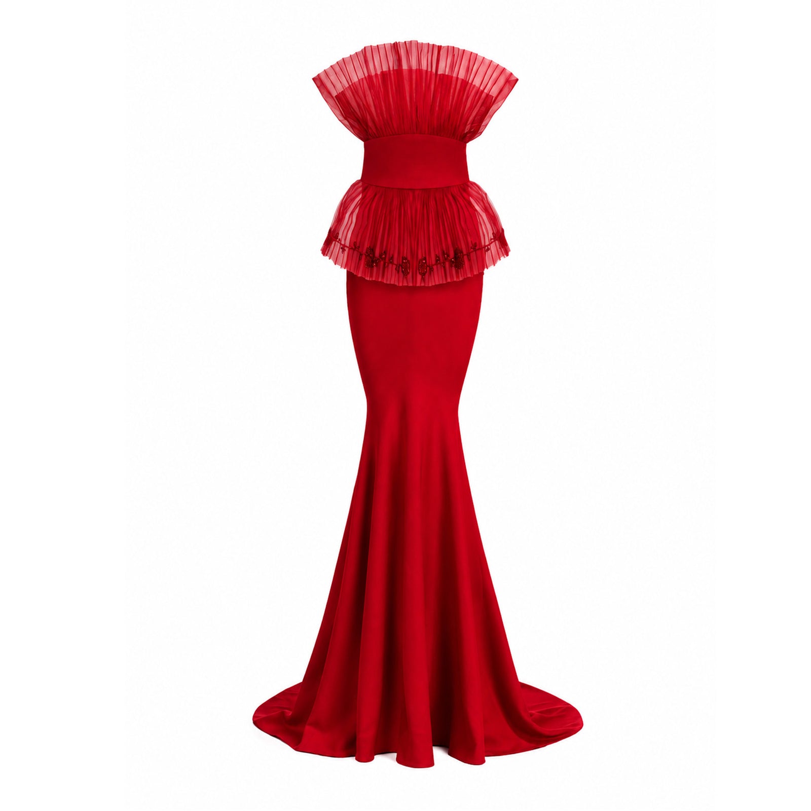 Floral Structured Gown | Red