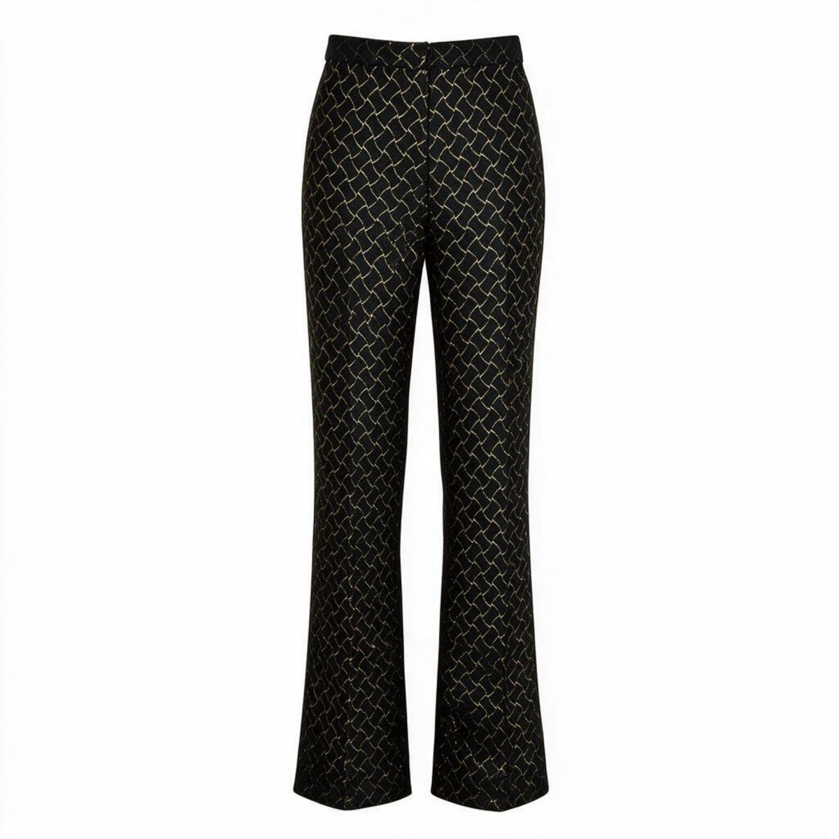 ZHYUN.K gold metallic jacquard trousers, evening women's tailoring, buy at DOORS NYC