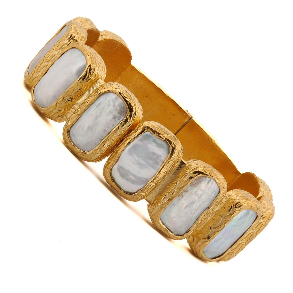 Luxurious Golden Aura Pearl Cuff Bracelet