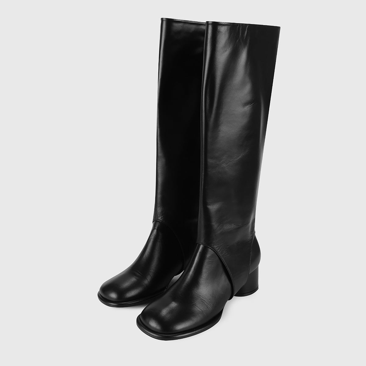 Black Convertible Knee‑High 
Leather Boots