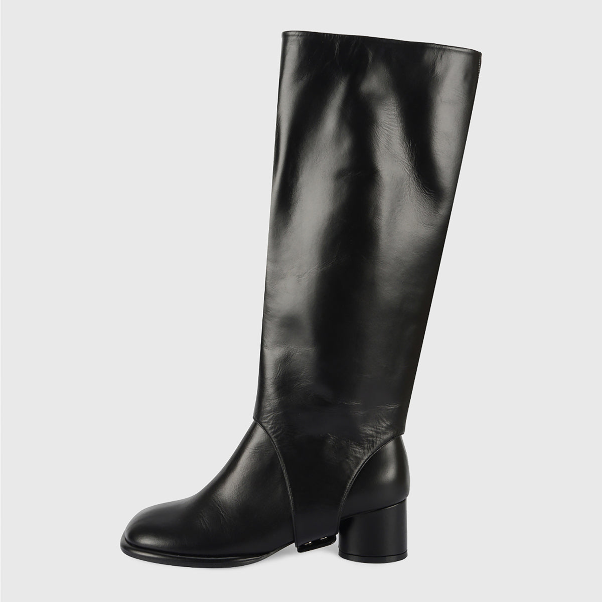 Black Convertible Knee‑High 
Leather Boots