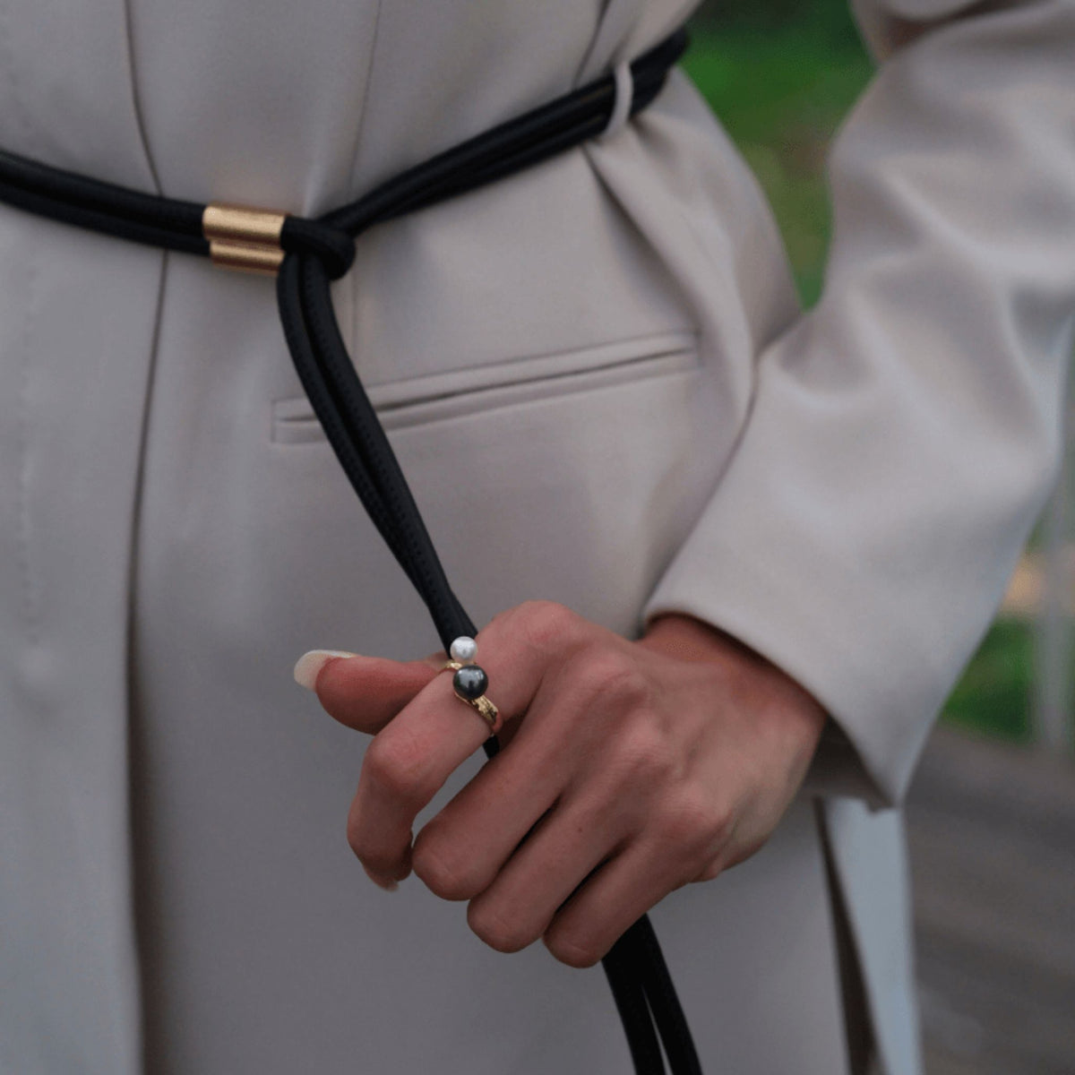 LINYA JEWELRY - Gray Pearl Ring Gold, buy at DOORS NYC