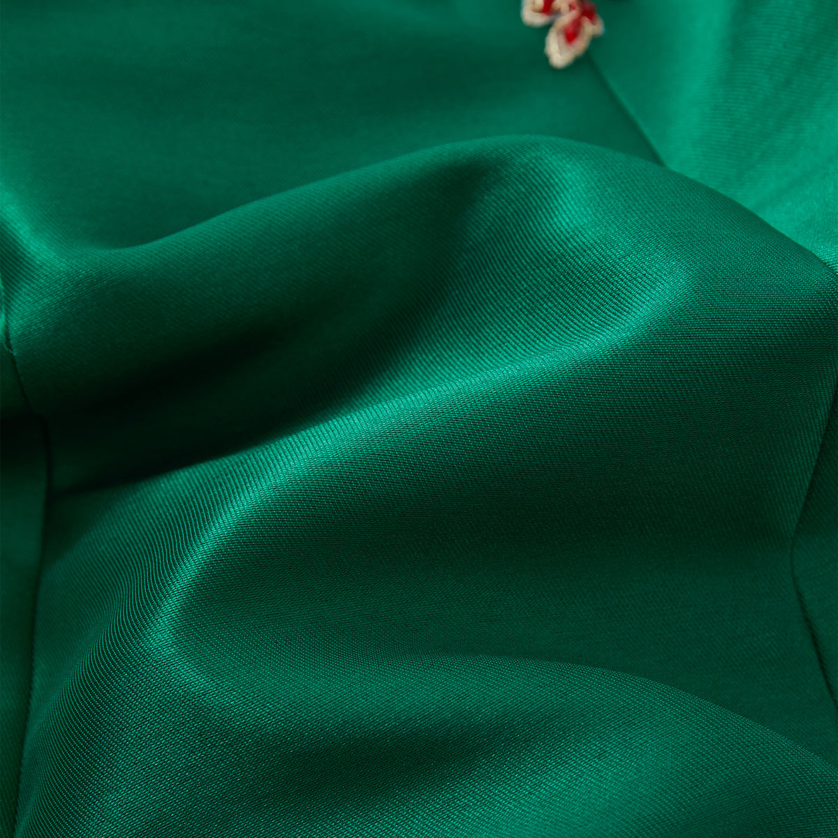 Green Beaded Rose Short Qipao