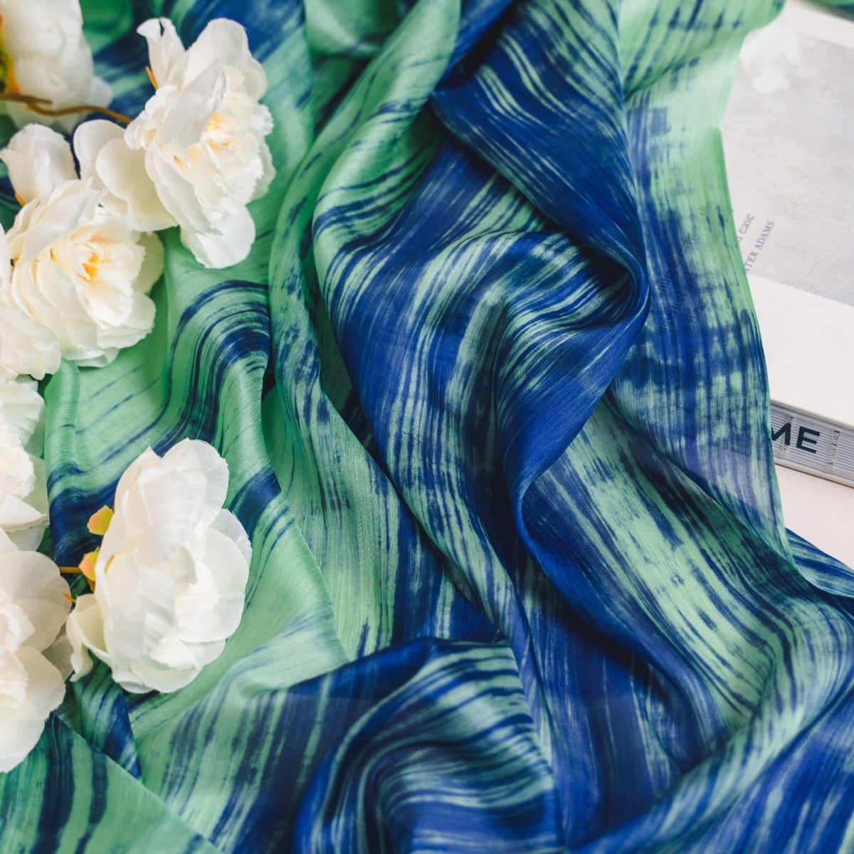Green Blue Brushstroke Scarf