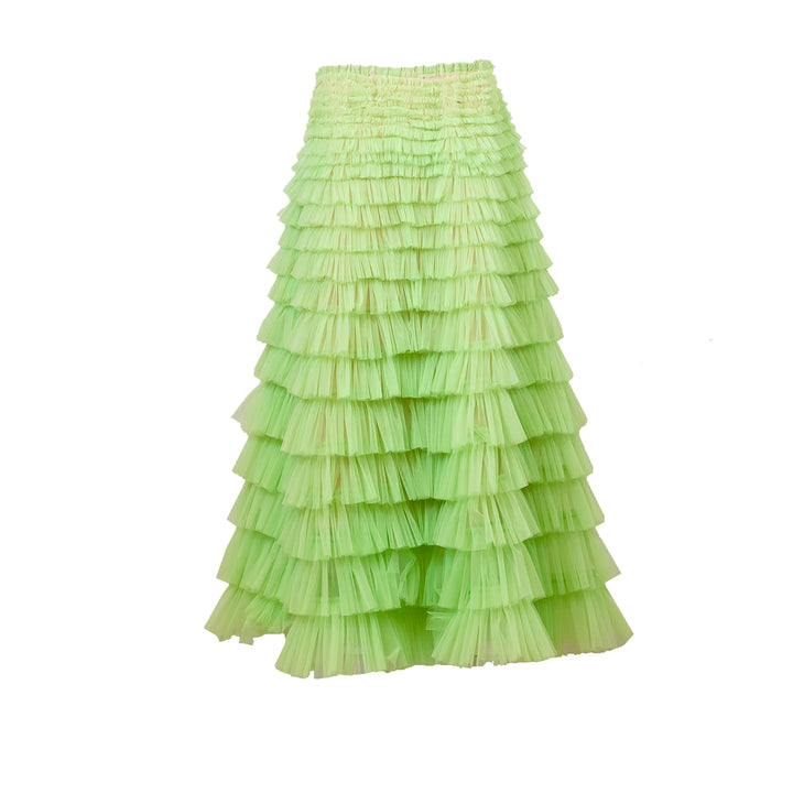 AIDA KAUMENOVA -Green Flouncy Skirt | PR Sample, at DOORS NYC