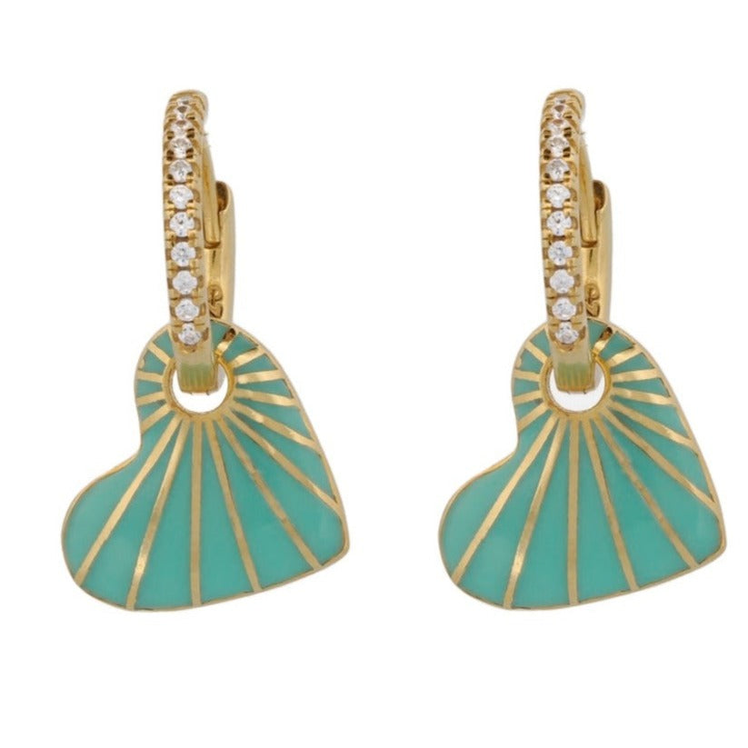 EBRU JEWELRY - Green Heart Earrings, buy at DOORS NYC