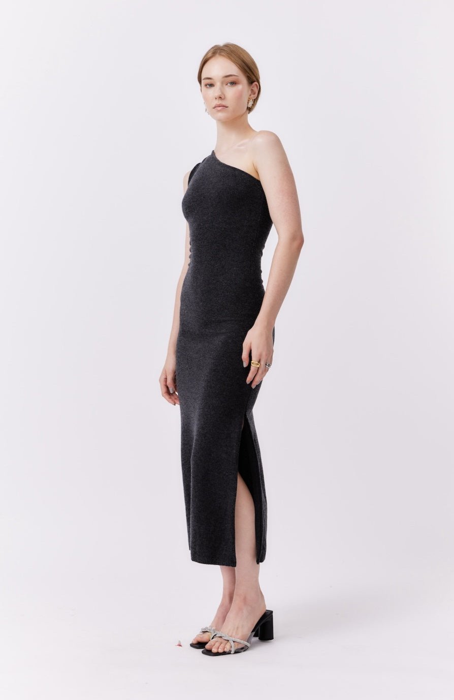 MNK ATELIER - Asymmetric Dress | Gray PR Sample at DOORS NYC PR showroom
