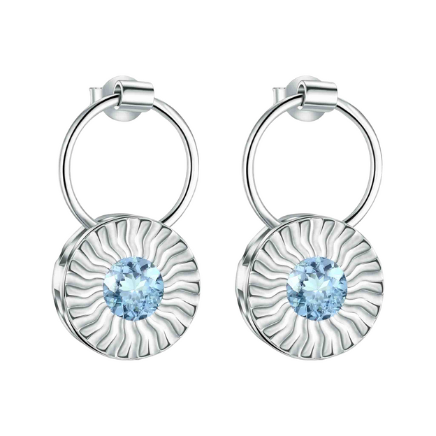 Silver Aura Drop Earrings with Blue Topaz
