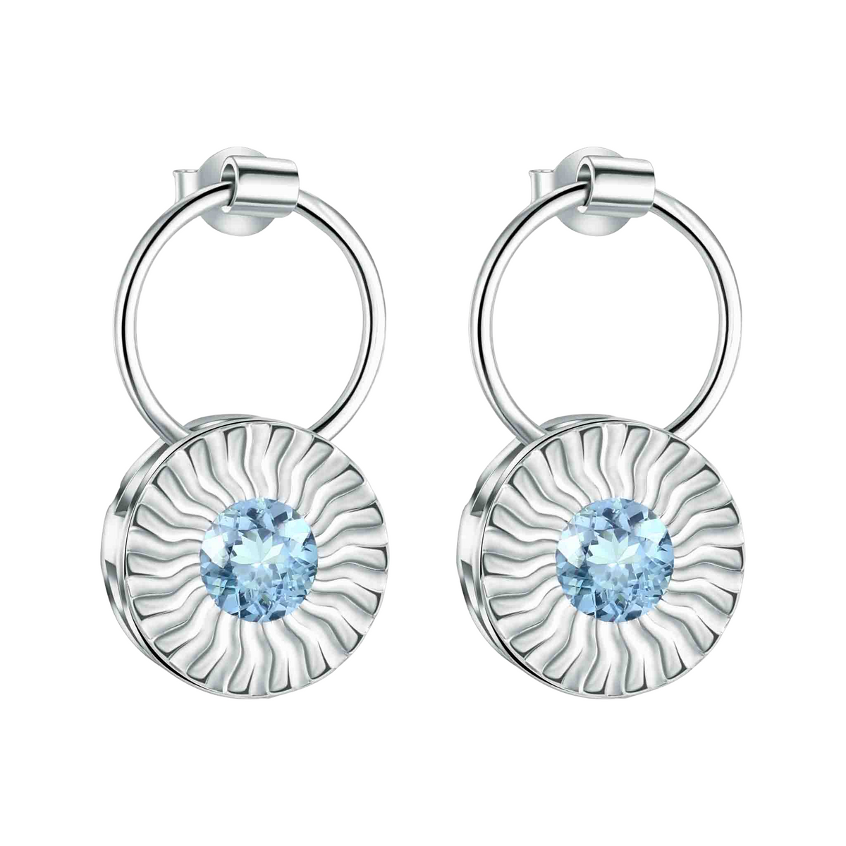 ANTY JEWELRY - Silver Aura Drop Earrings with Blue Topaz, PR Sample at DOORS NYC PR showroom