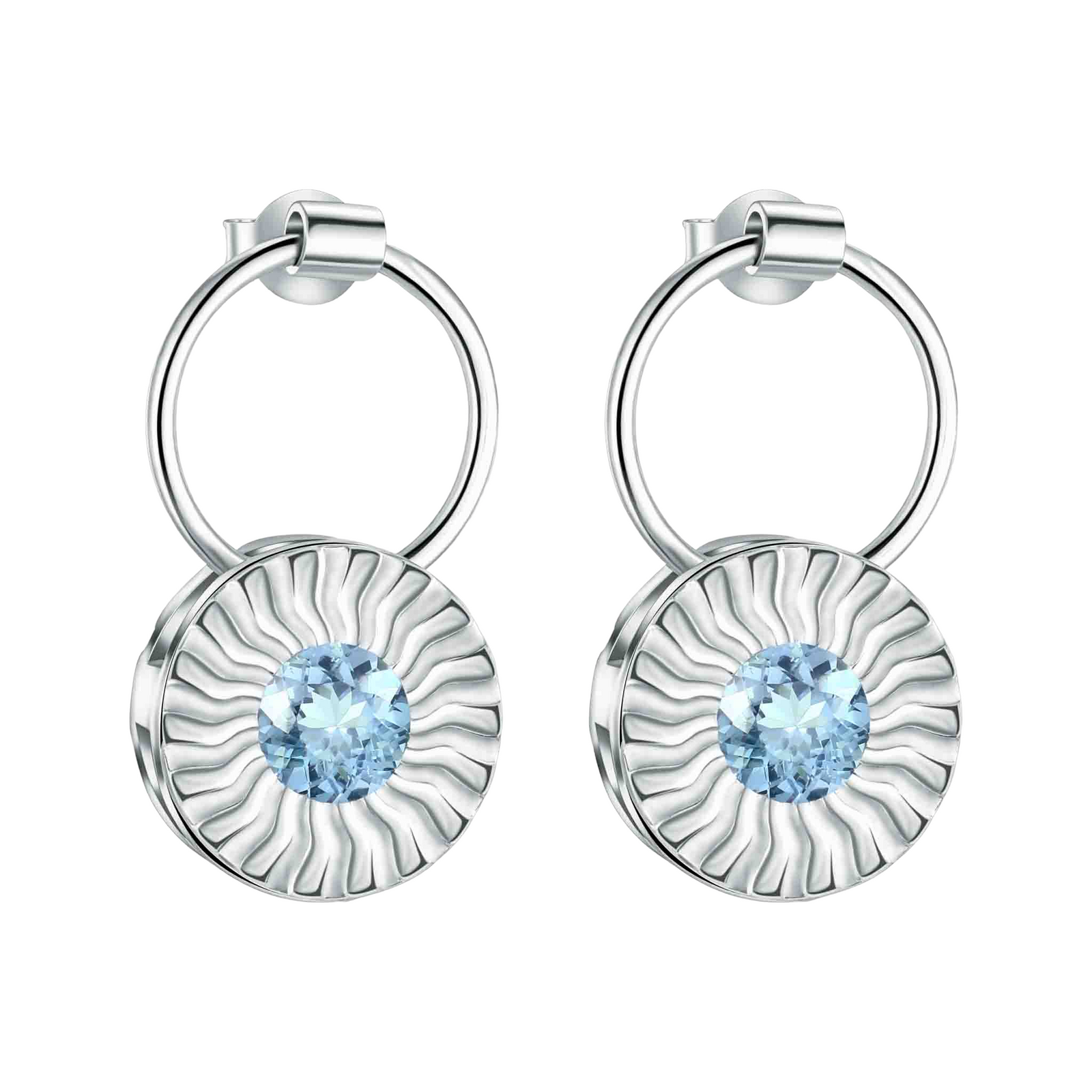 ANTY JEWELRY - Silver Aura Drop Earrings with Blue Topaz, PR Sample at DOORS NYC PR showroom