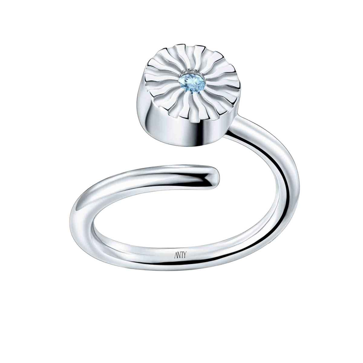 ANTY JEWELRY - Silver Aura Duo Curve Ring with Blue Topaz, PR Sample at DOORS NYC PR showroom