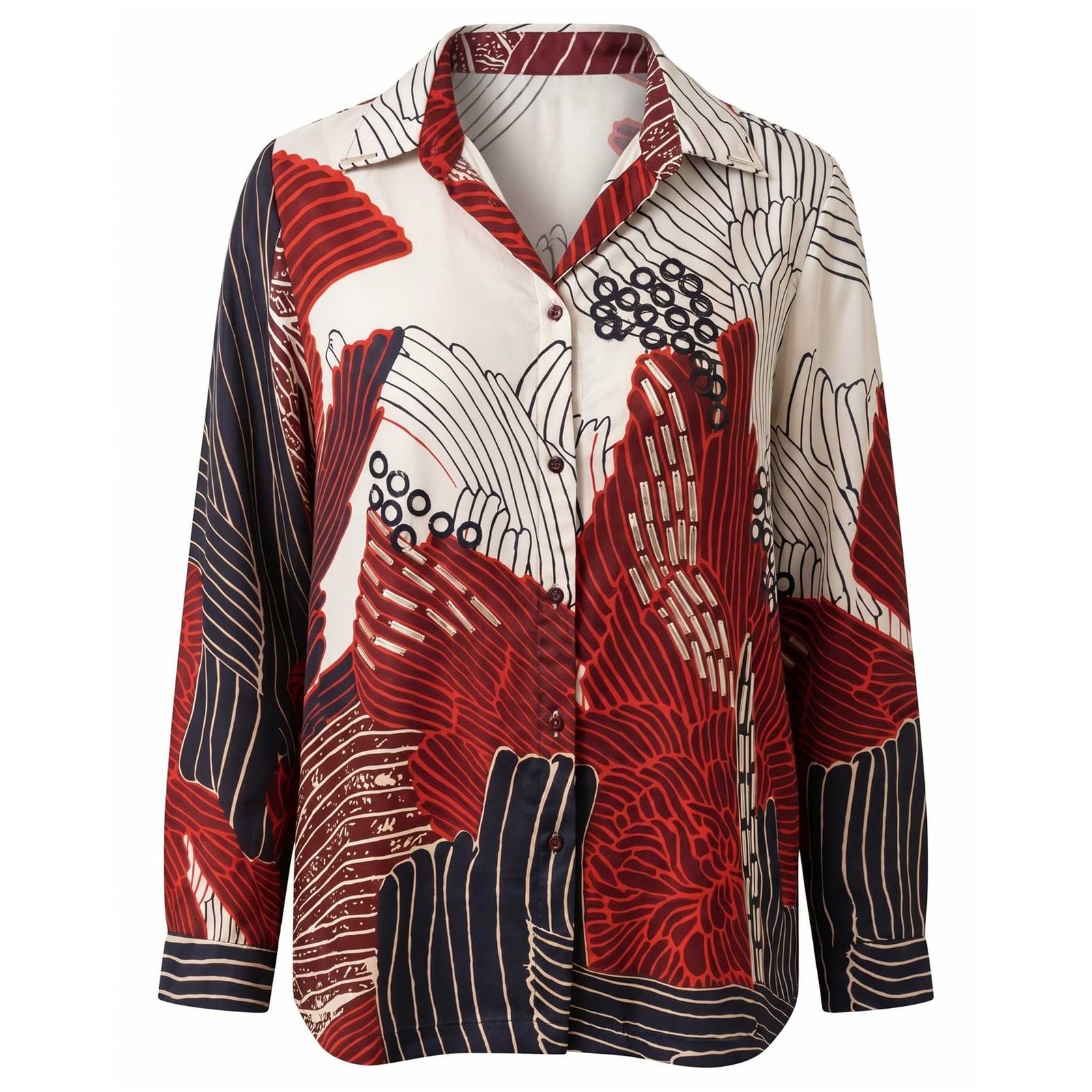 Soft Red Sequin-Embellished Shirt