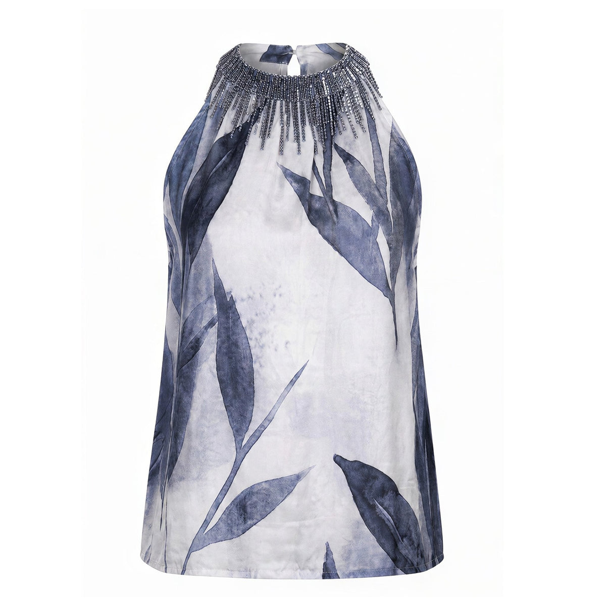 IEVA - Grey Floral Embellished Halter Top, buy at DOORS NYC