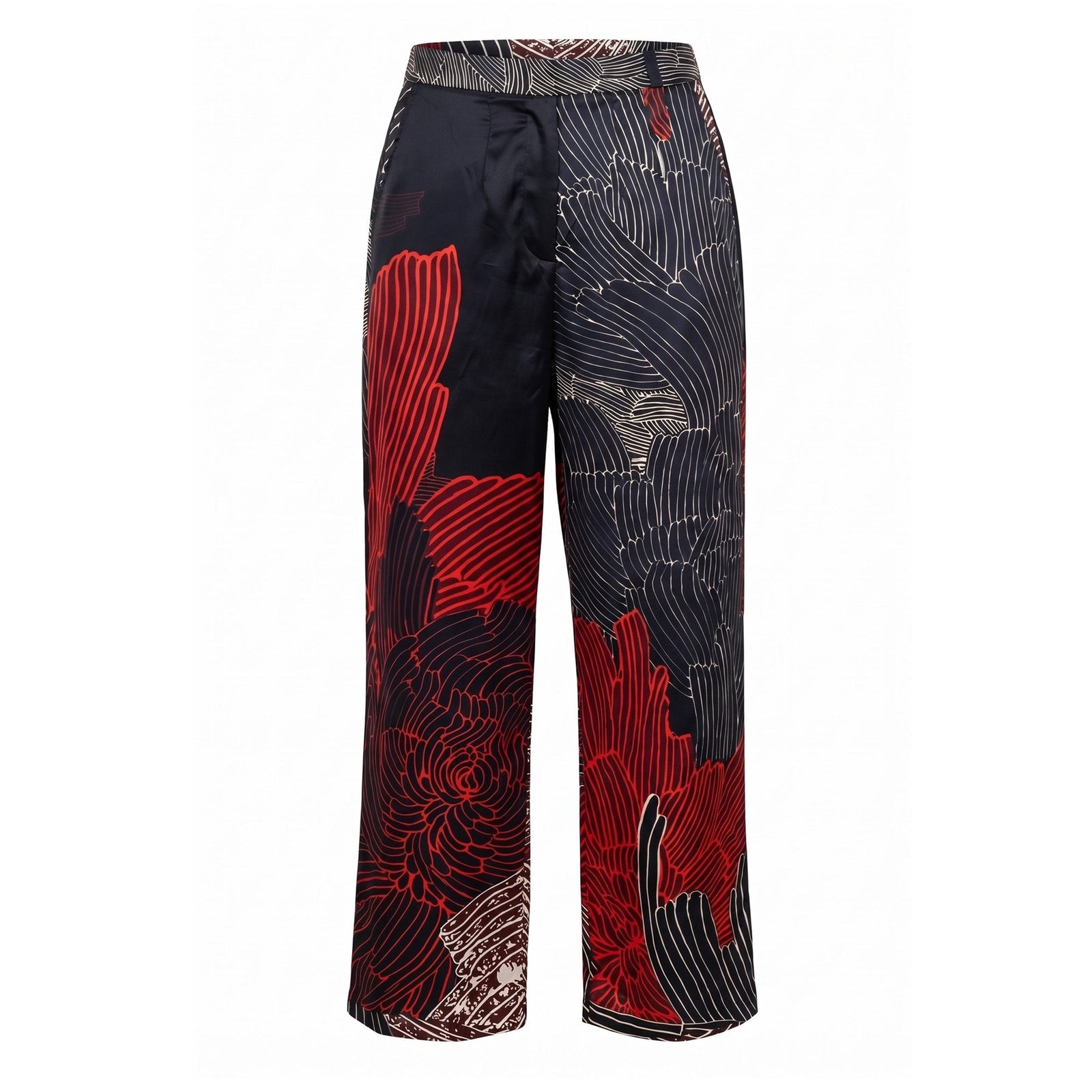 Soft Red Printed Fluid Trousers