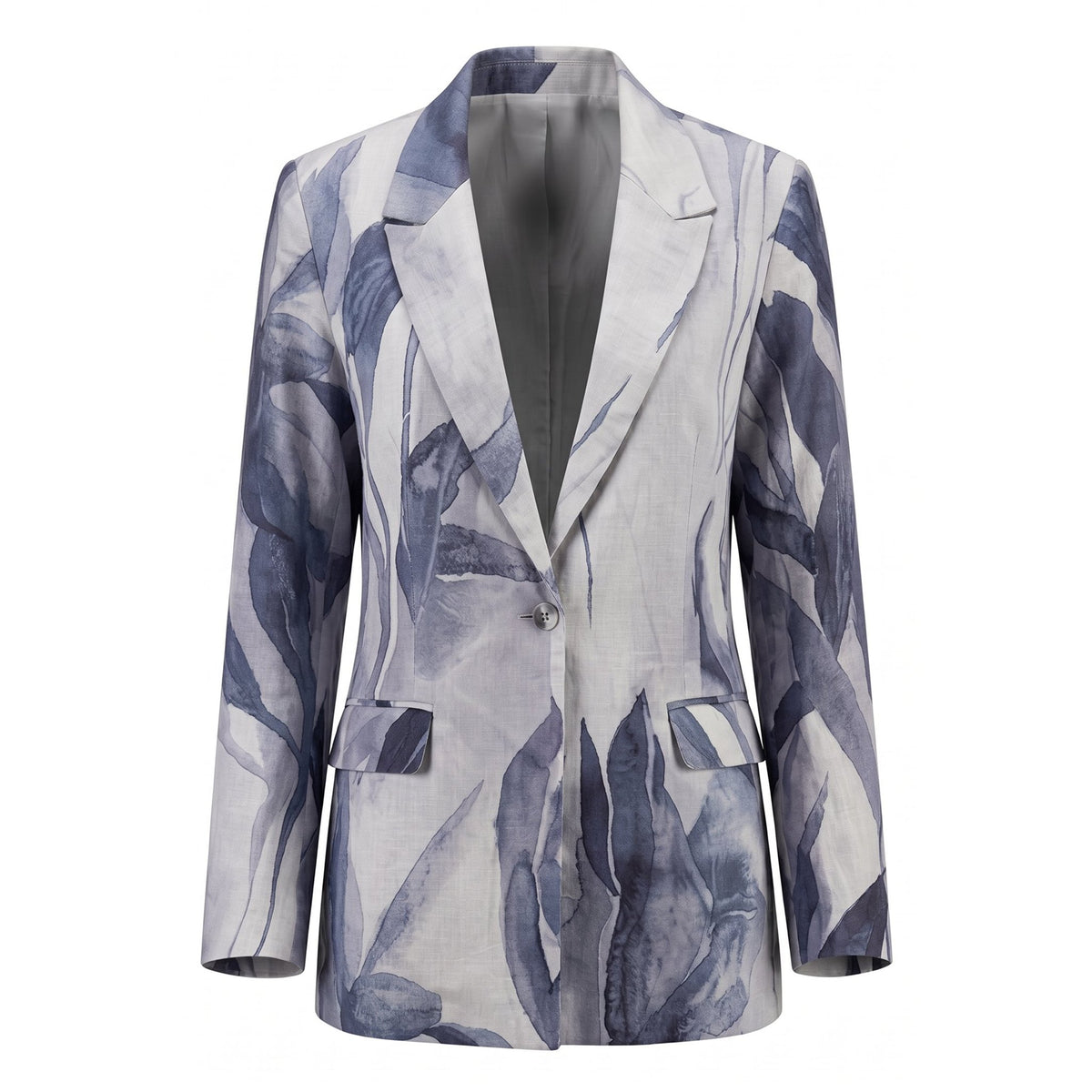 Grey Floral Relaxed Tailored Blazer