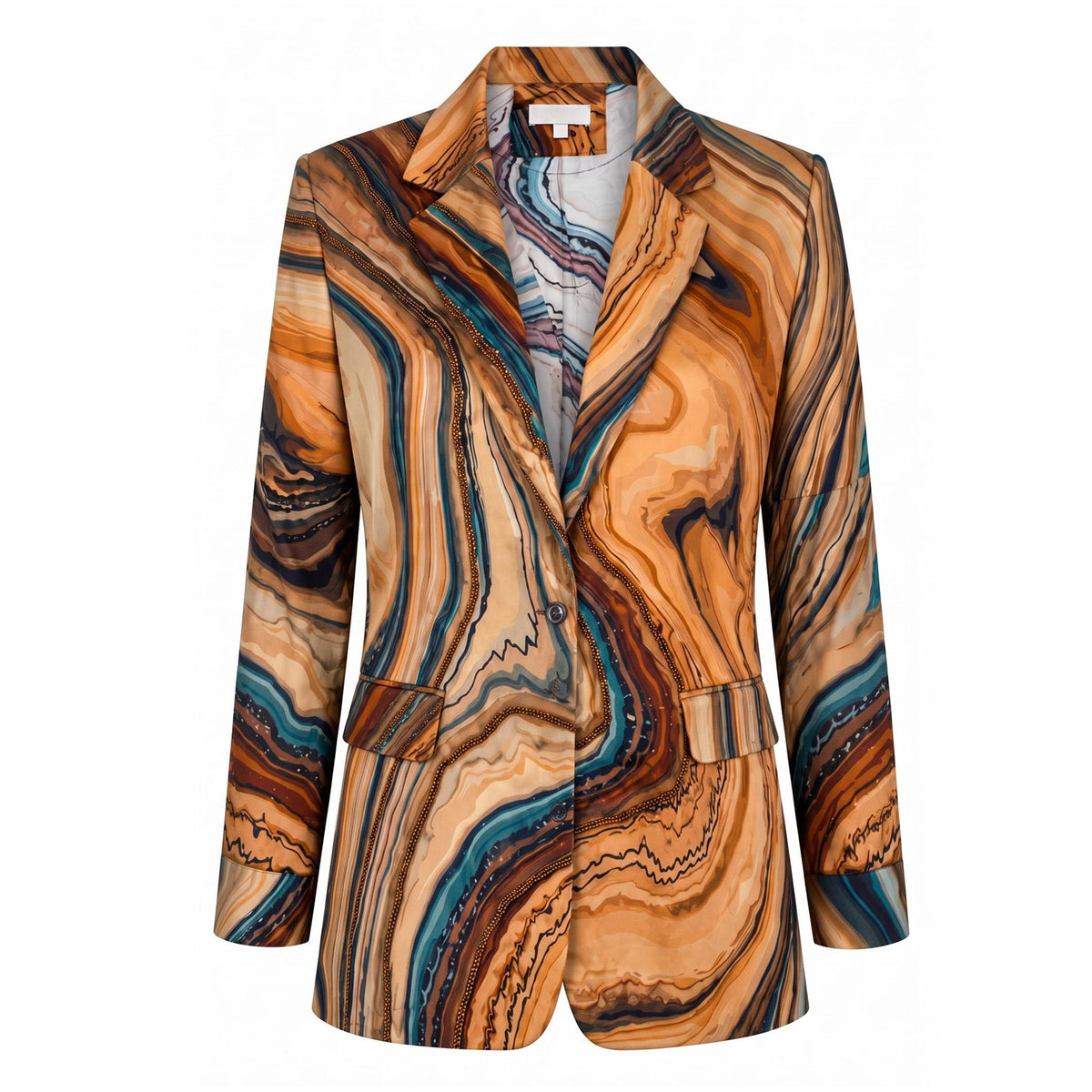 IEVA - Brown Grey Orange Embellished Blazer, buy at DOORS NYC